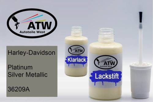 Harley-Davidson, Platinum Silver Metallic, 36209A: 20ml Lackstift + 20ml Klarlack - Set, von ATW Autoteile West.